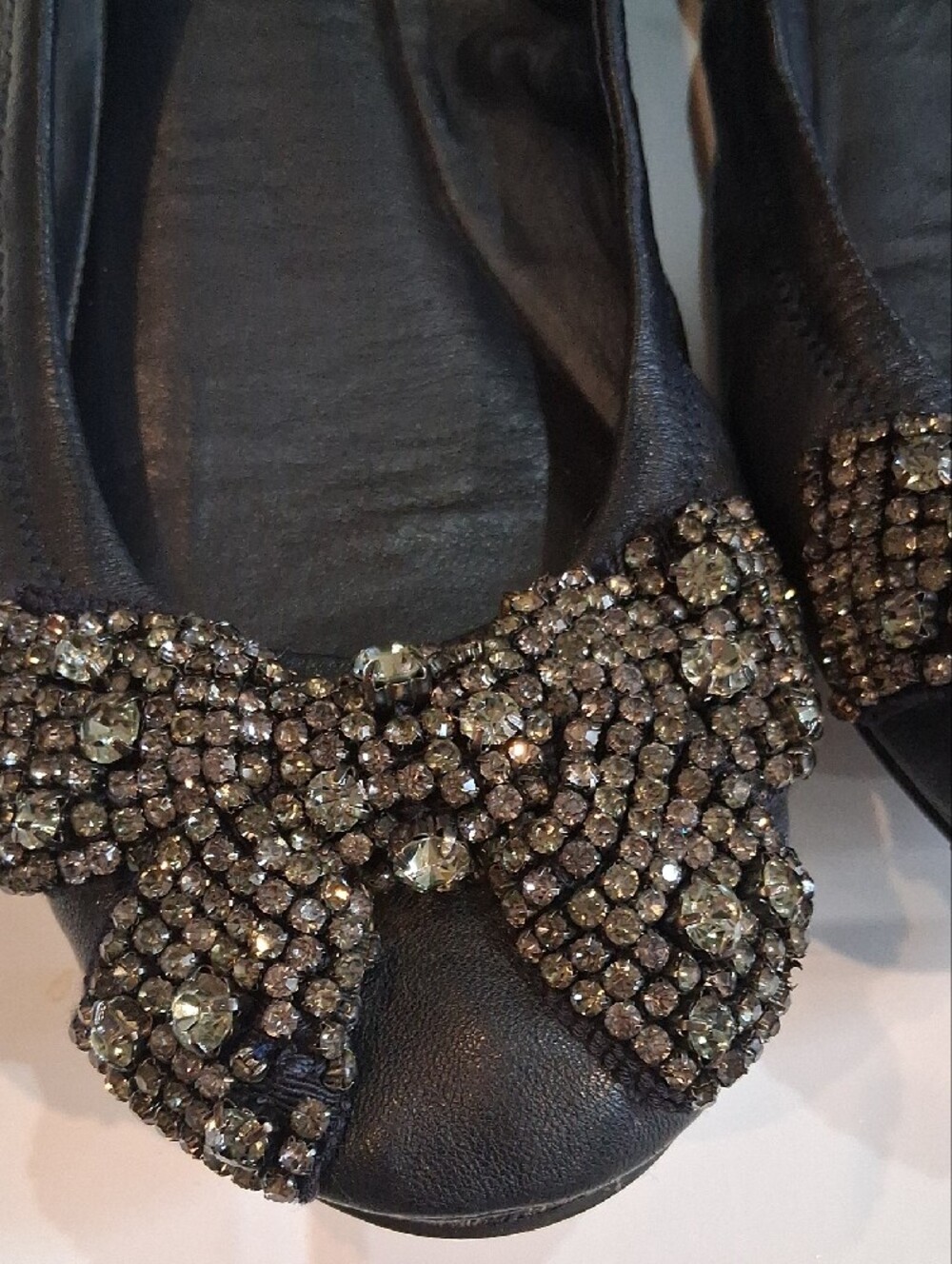 Tory Burch Leather Eddie Crystal Ballet  Flats - Picture 5 of 8